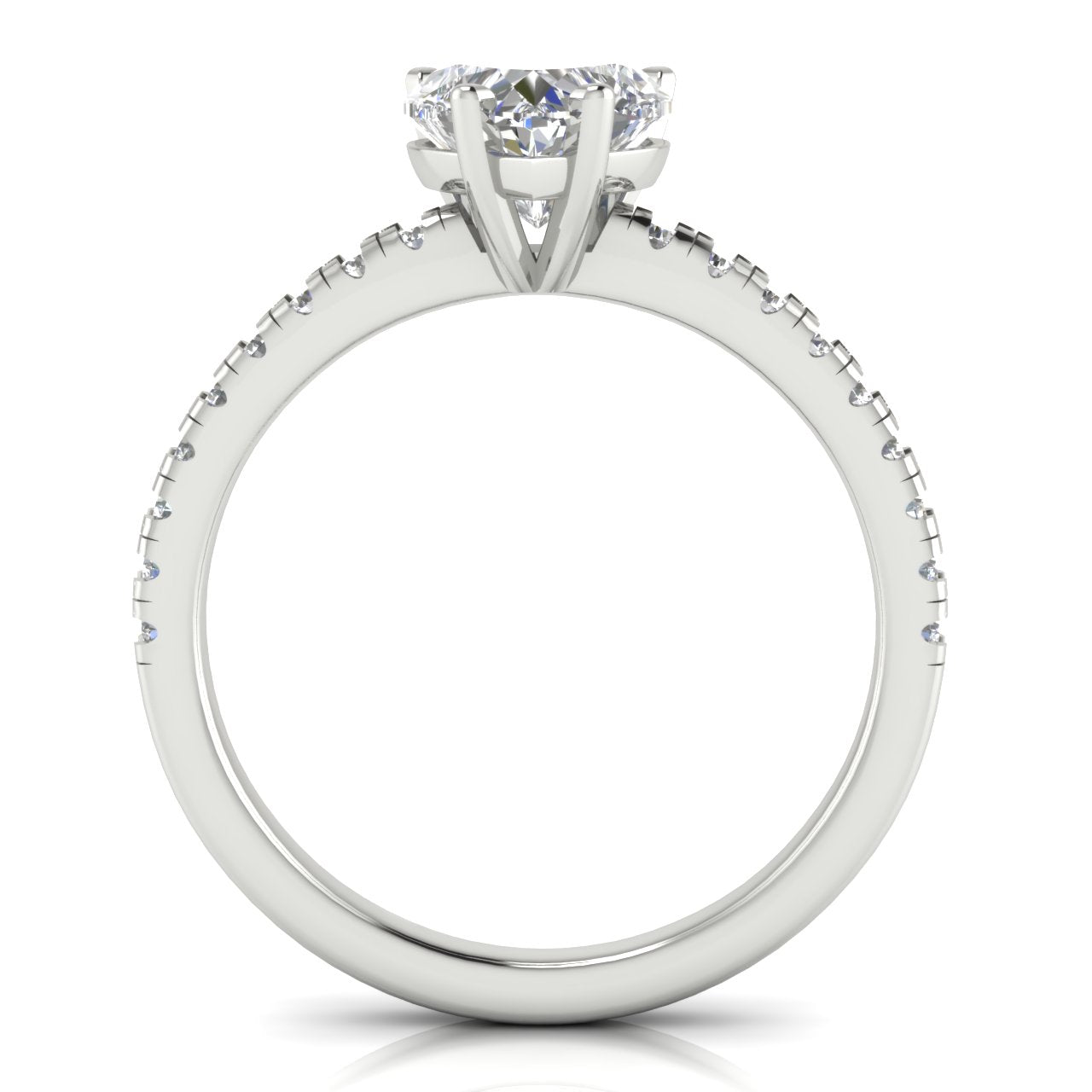 French Pave Basket Heart Shaped Lab Diamond Engagement Ring