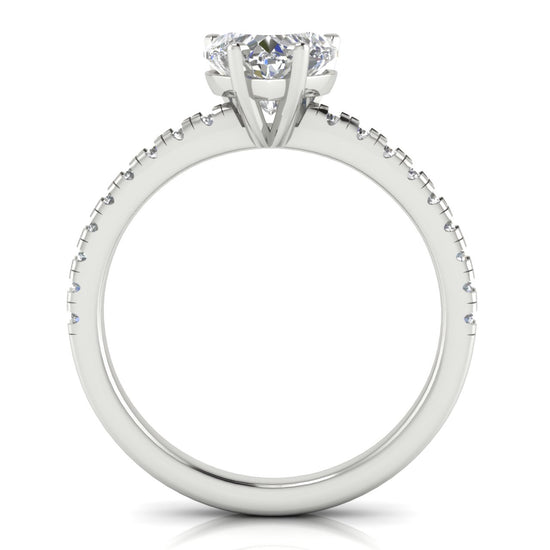 French Pave Basket Heart Shaped Moissanite Engagement Ring