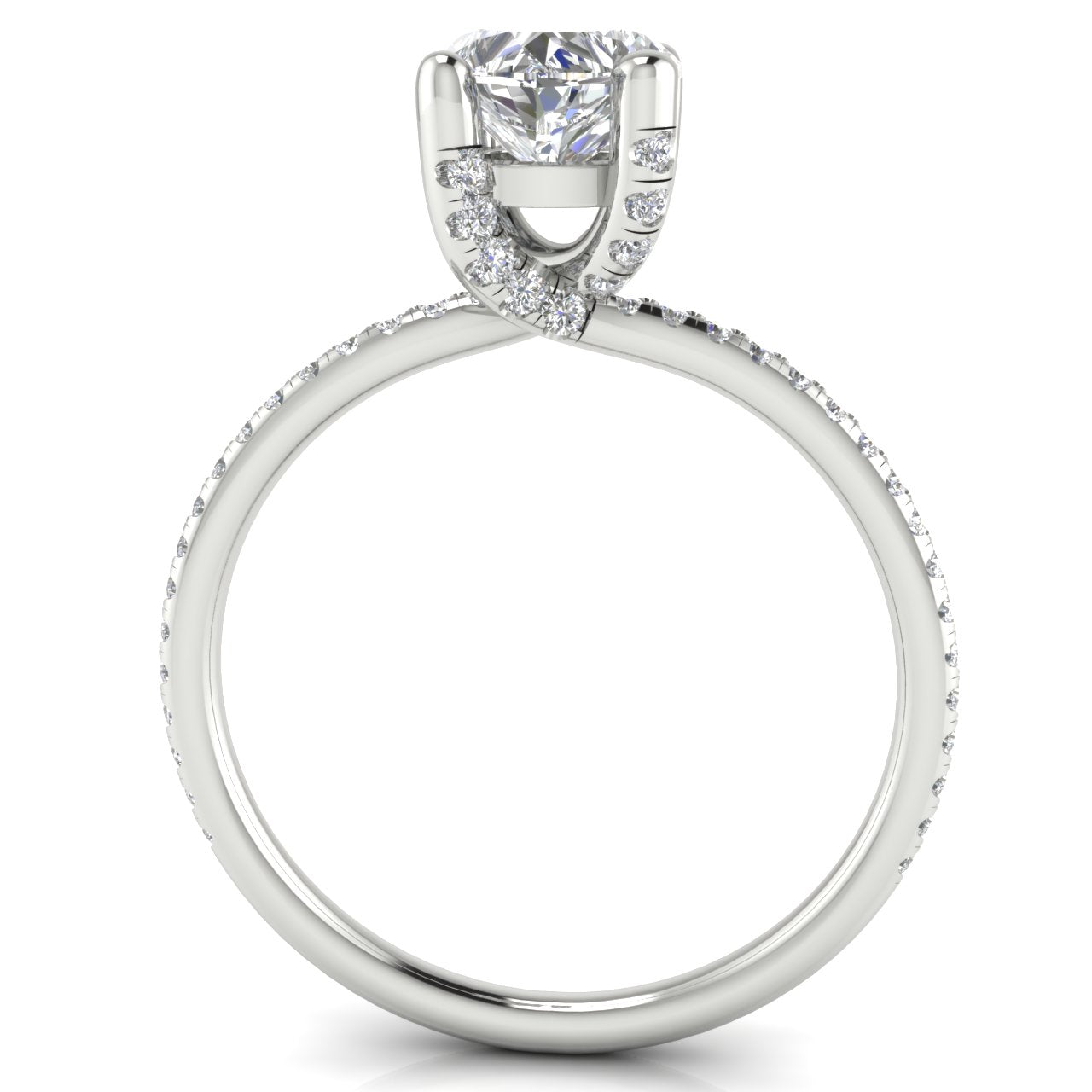 Prong Pave Heart Shaped Lab Diamond Engagement Ring