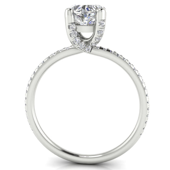 Prong Pave Heart Shaped Lab Diamond Engagement Ring