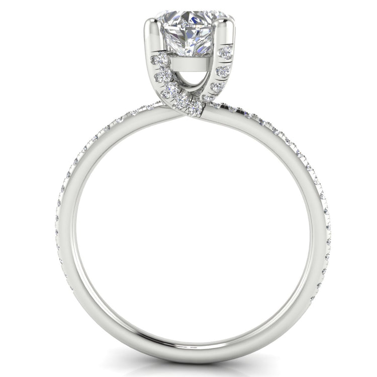 Prong Pave Heart Shaped Moissanite Engagement Ring