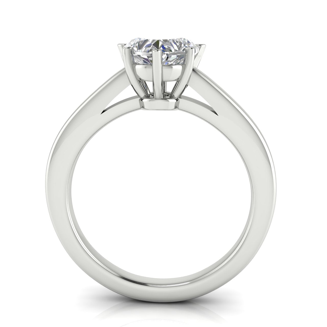 6 prong Cathedral Heart Shaped Lab Diamond Engagement Ring