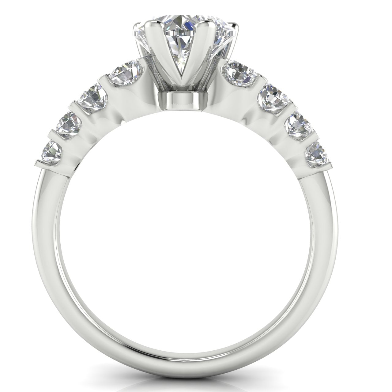 Graduated Pave Heart Shaped Moissanite Engagement Ring