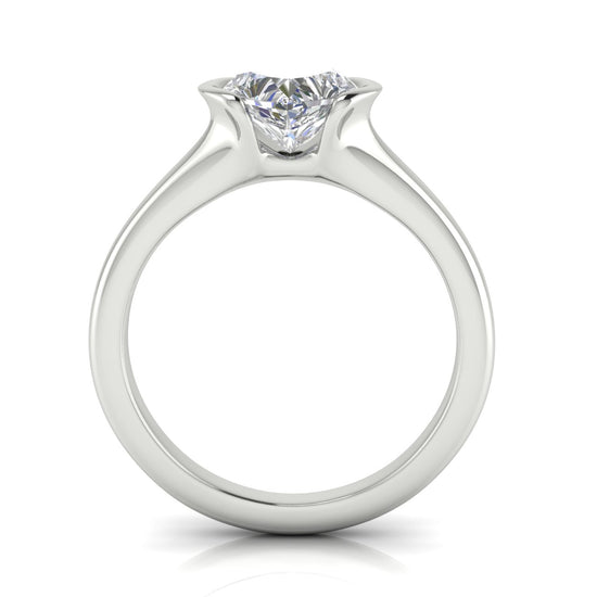 Half Bezel Heart Shaped Moissanite Engagement Ring