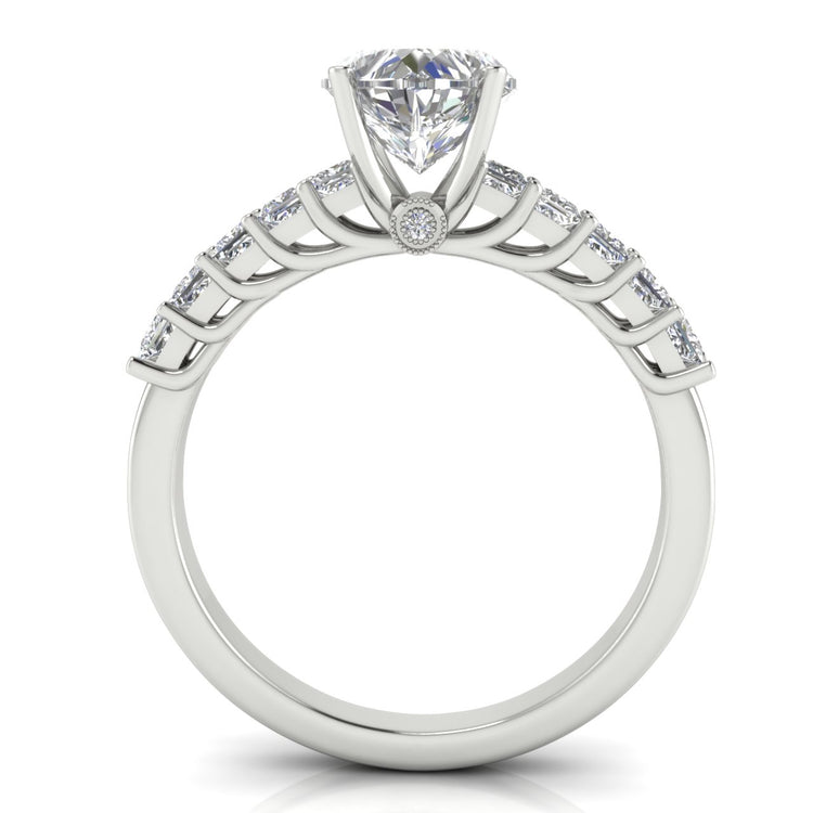 Princess Paved Heart Shaped Moissanite Engagement Ring