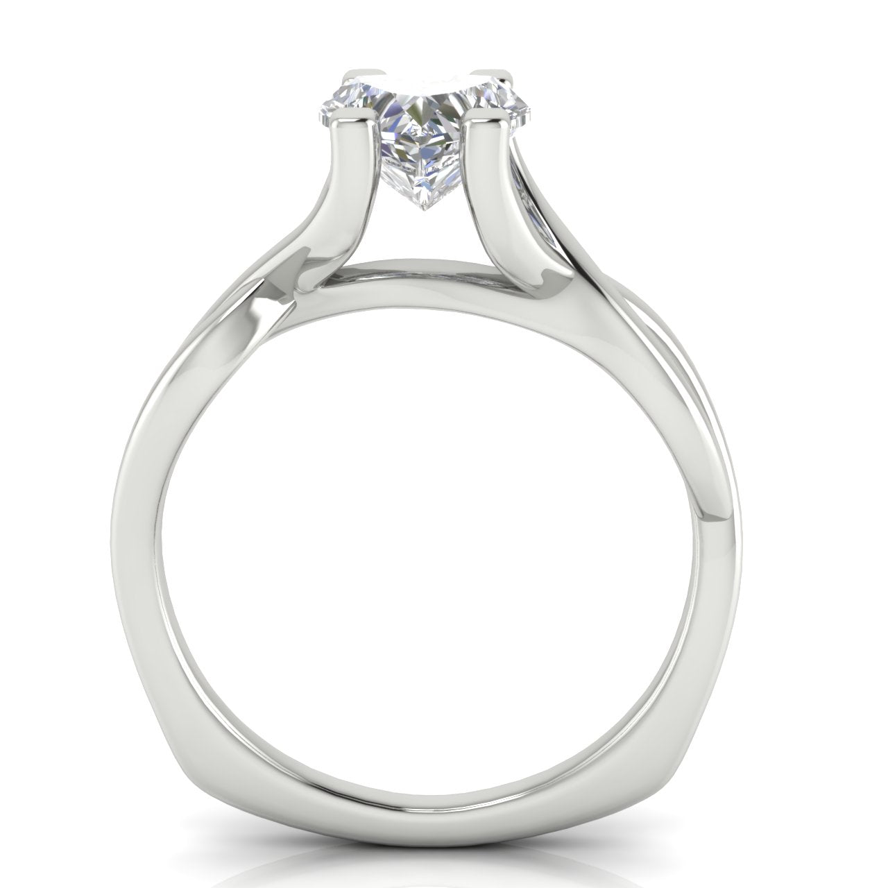 Twisted Shank Heart Shaped Moissanite Engagement Ring