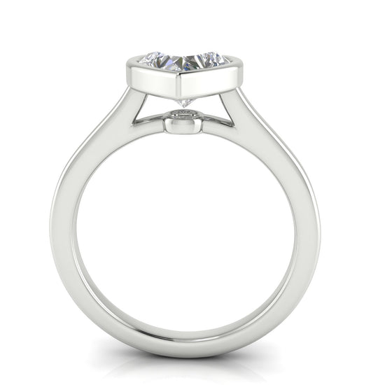 Floating Bezel Heart Shaped Moissanite Engagement Ring