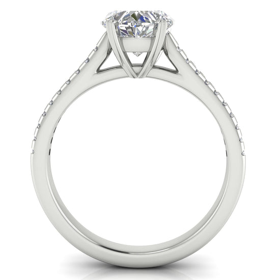 Shared Prong Pave Heart Shaped Lab Diamond Engagement Ring