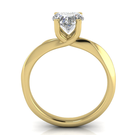 Knife Edge Crossover Heart Shaped Moissanite Engagement Ring