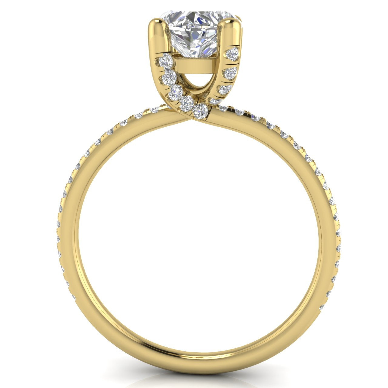 Prong Pave Heart Shaped Lab Diamond Engagement Ring