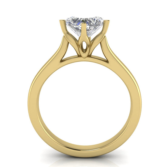 Lotus Prong Heart Shaped Lab Diamond Engagement Ring