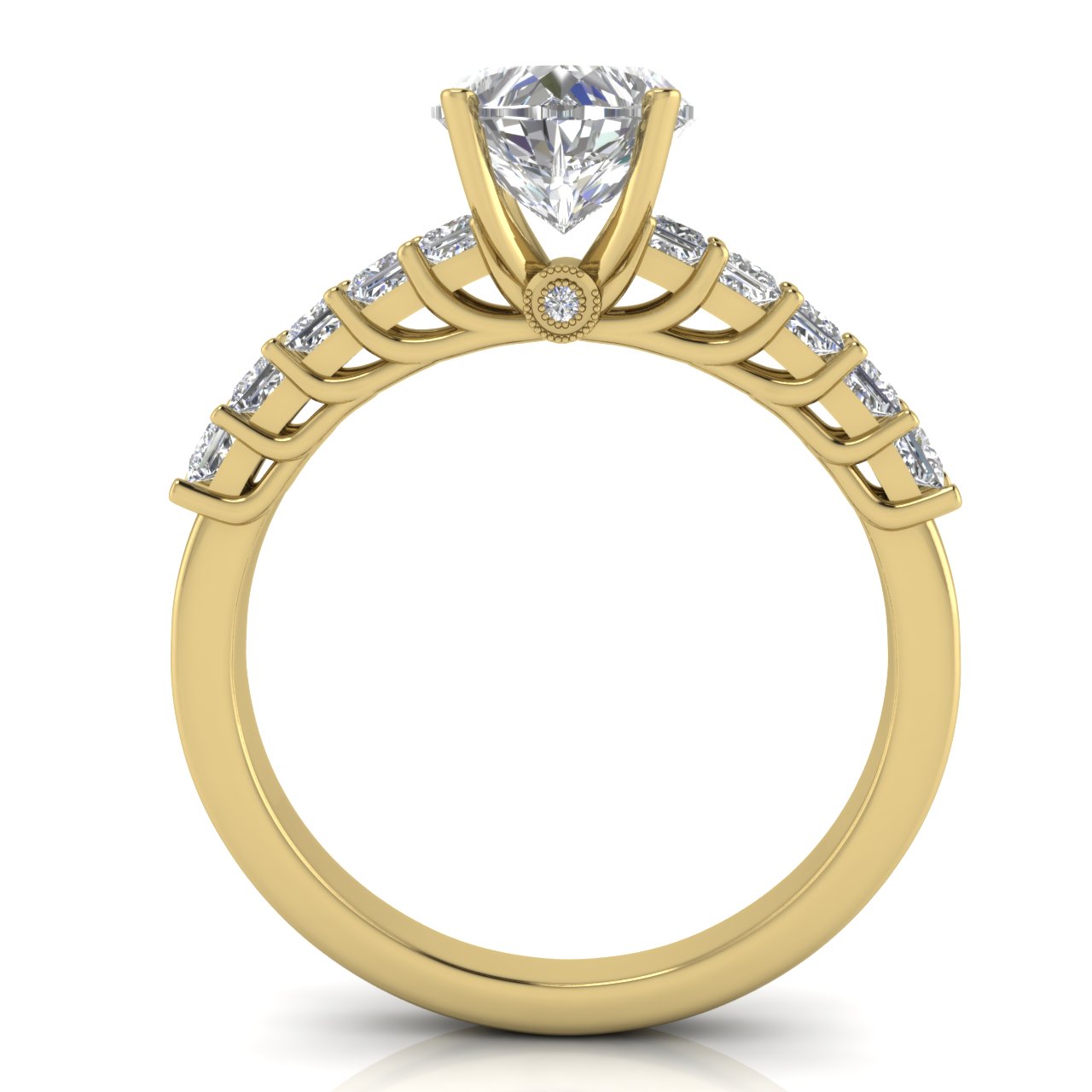 Princess Paved Heart Shaped Moissanite Engagement Ring