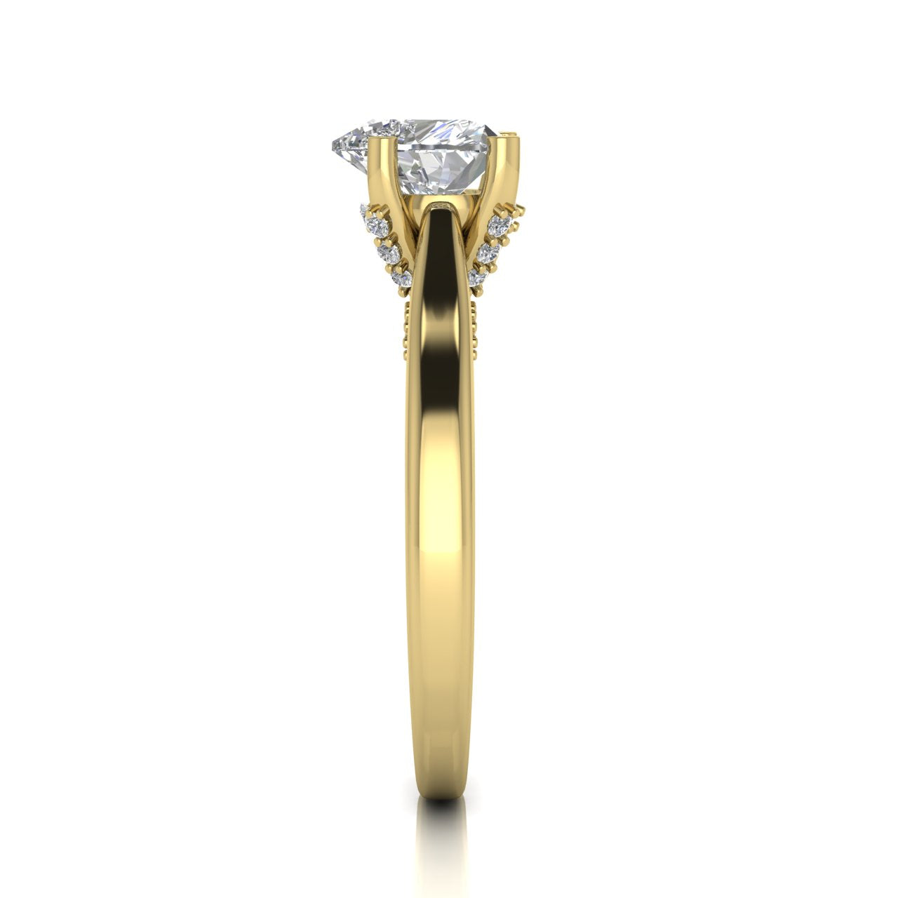 Bridge Paved Heart Shaped Lab Diamond Engagement Ring