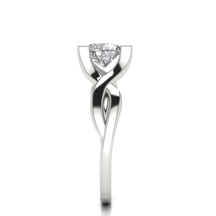 Twisted Shank Heart Shaped Moissanite Engagement Ring