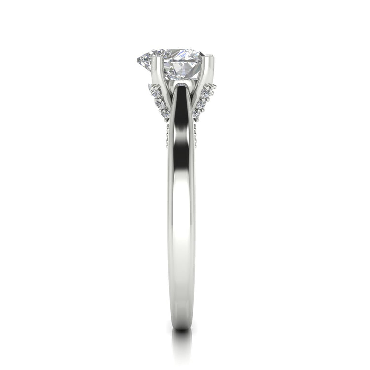 Bridge Paved Heart Shaped Lab Diamond Engagement Ring