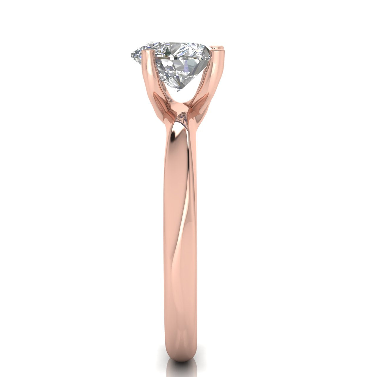 Knife Edge Crossover Heart Shaped Lab Diamond Engagement Ring