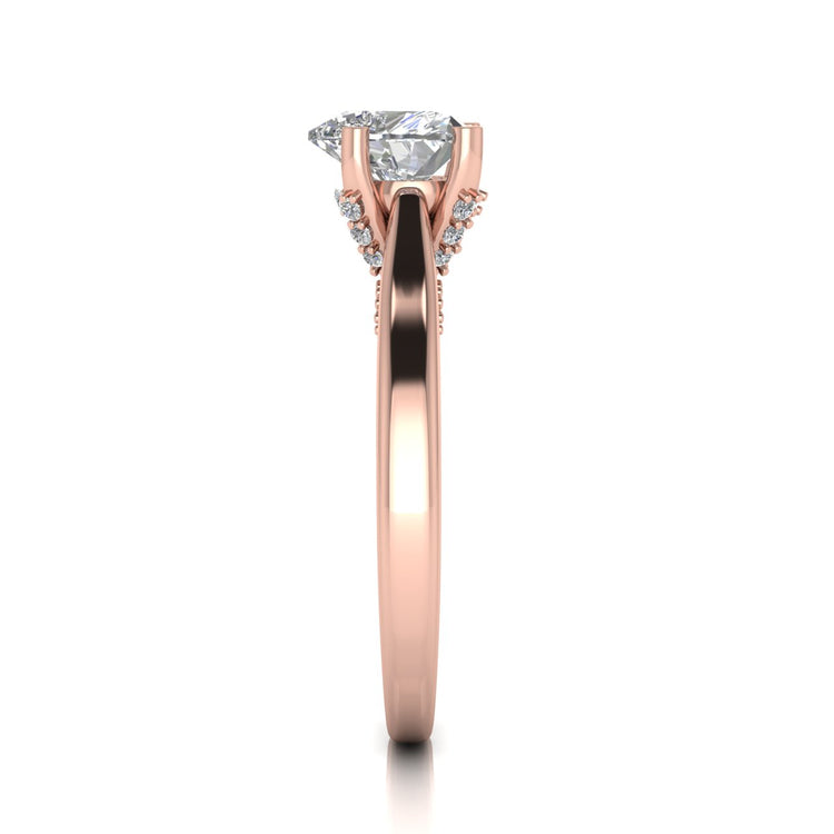 Bridge Paved Heart Shaped Lab Diamond Engagement Ring