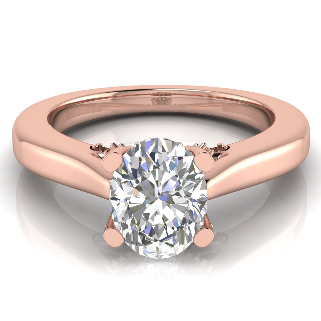 Bridge Paved Oval Moissanite Engagement Ring