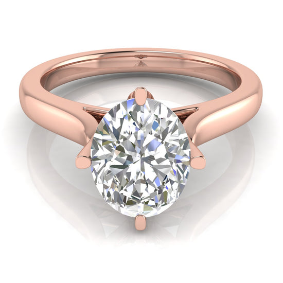 Lotus Prong Oval Lab Diamond Engagement Ring