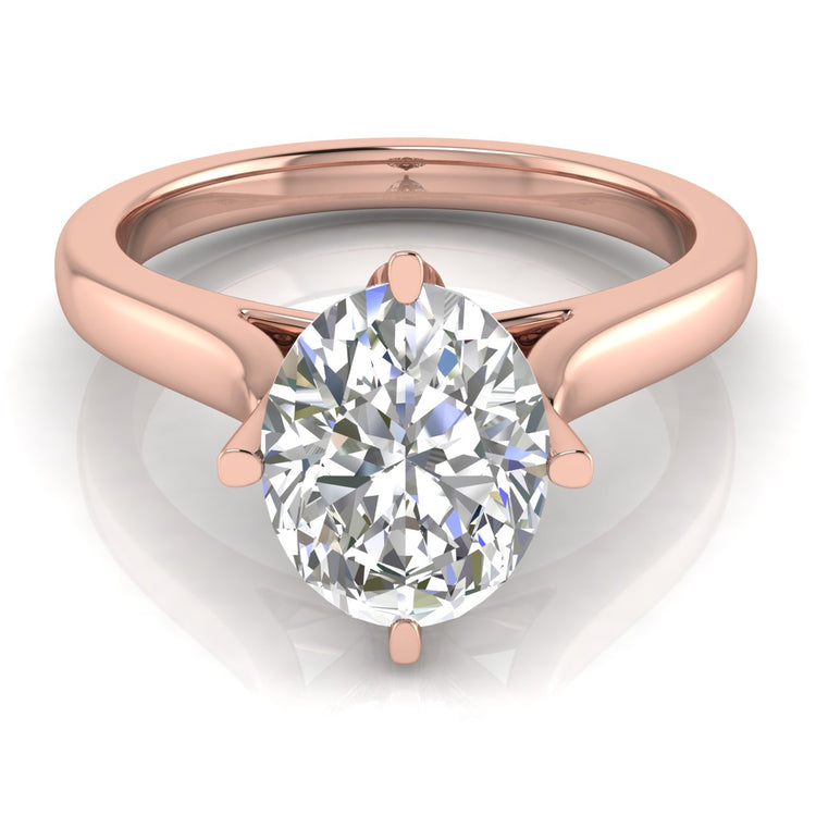 Lotus Prong Oval Lab Diamond Engagement Ring