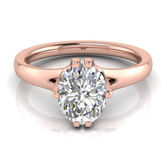 Suspended Oval Cut Moissanite Engagement Ring