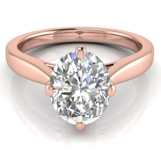 Hidden Accent Oval Lab Diamond Engagement Ring