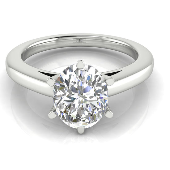 6 Prong Cathedral Oval Lab Diamond Engagement Ring