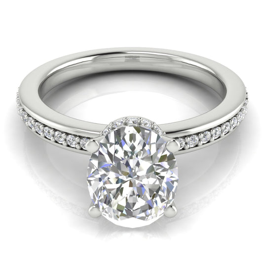 Hidden Halo Oval Cut  Engagement Ring | Moissanite | Lab Grown Diamond