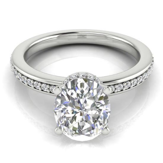 Hidden Halo Oval Cut Moissanite Engagement Ring