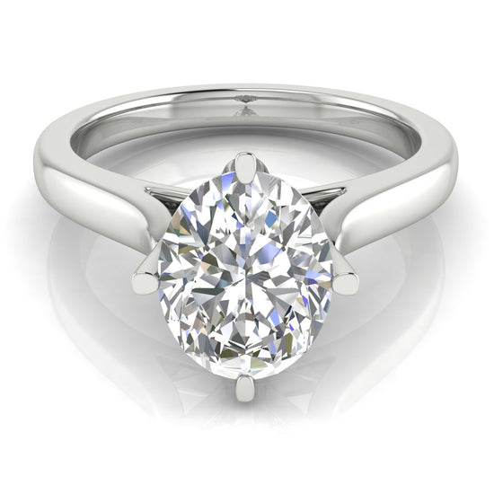 Lotus Prong Oval Lab Diamond Engagement Ring