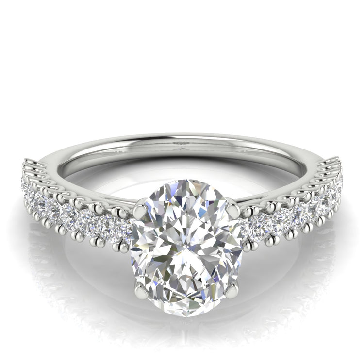 Floating Pave Oval Cut  Engagement Ring | Moissanite | Lab Grown Diamond