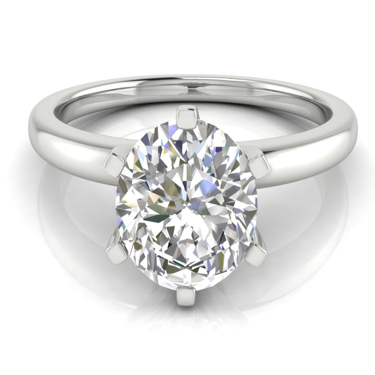 Elegant 6 Prong Oval Lab Diamond Engagement Ring