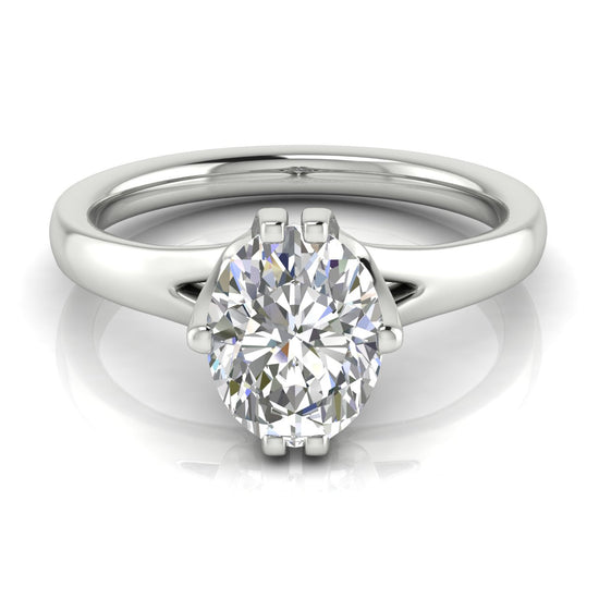 Suspended Oval Cut Lab Diamond Engagement Ring