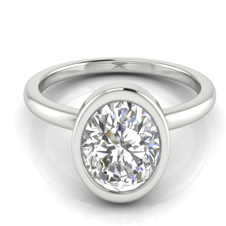 Bezel Oval Cut Lab Diamond Engagement Ring