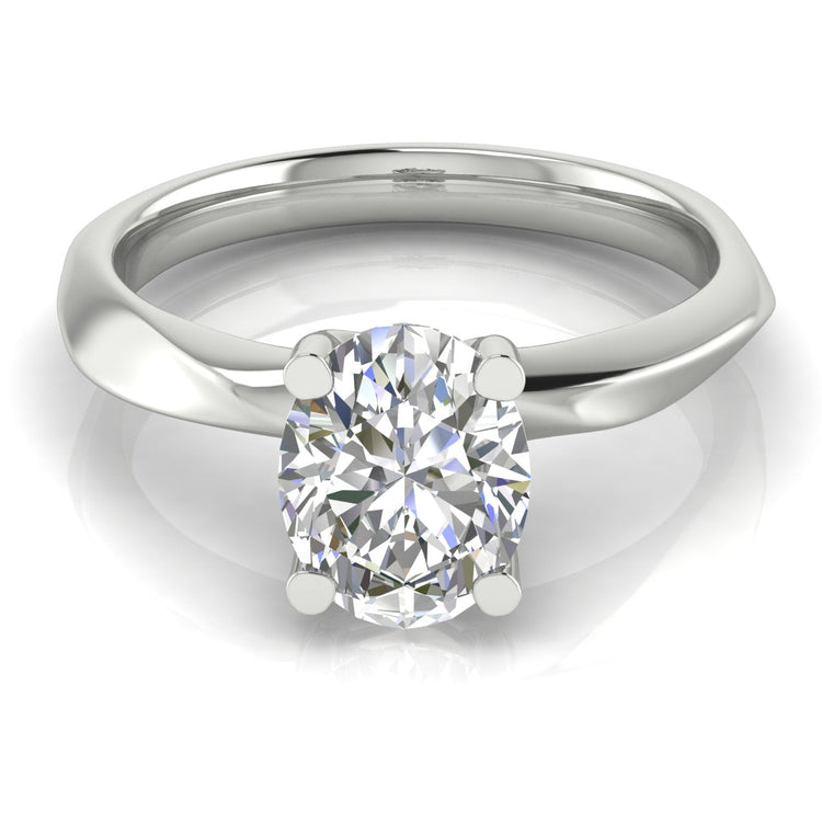 Knife Edge Crossover Oval Cut Lab Diamond Engagement Ring 