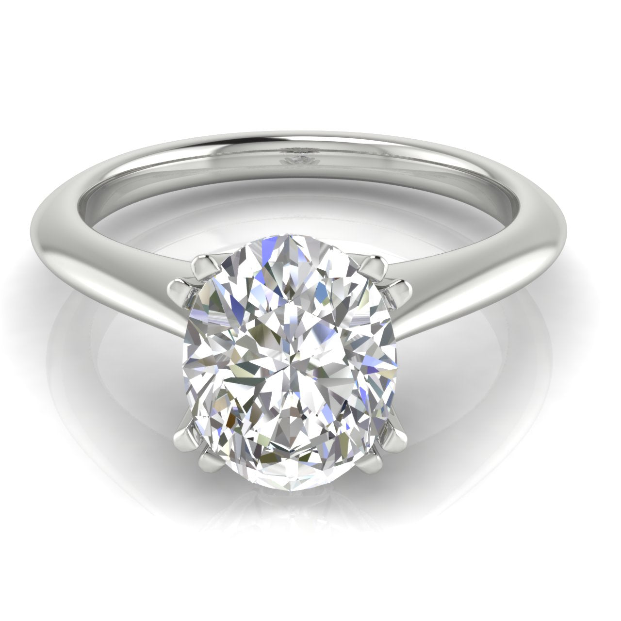 Double Prong Tulip Oval Moissanite Engagement Ring