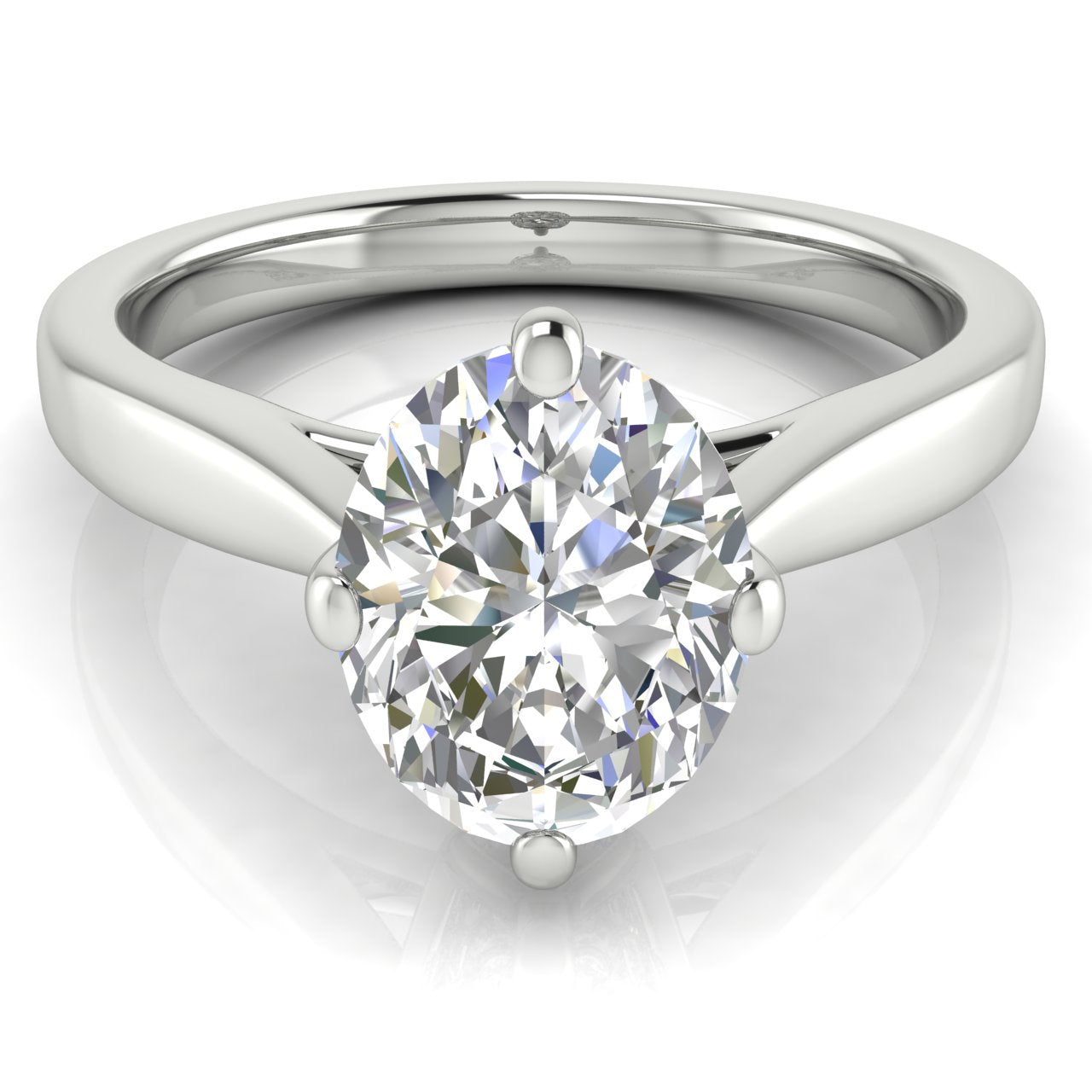 Hidden Accent Oval Lab Diamond Engagement Ring