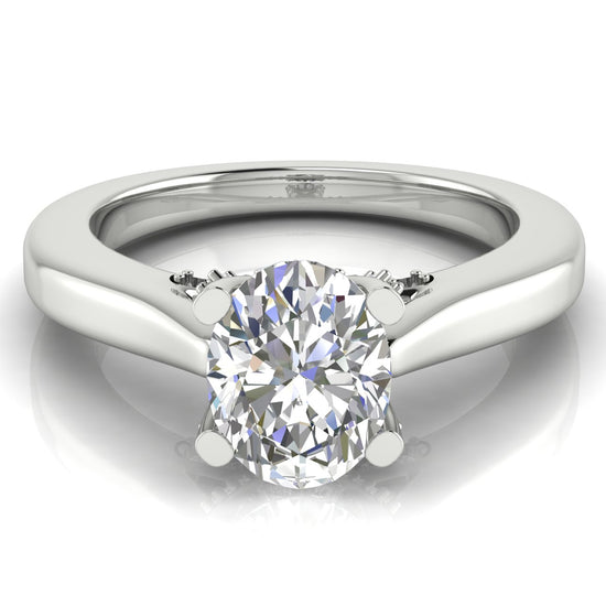 Bridge Paved Oval Lab Diamond Engagement Ring