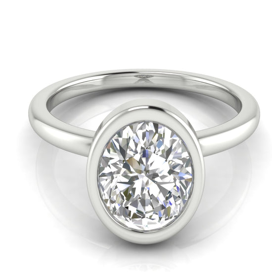 Bezel Oval Cut Moissanite Engagement Ring