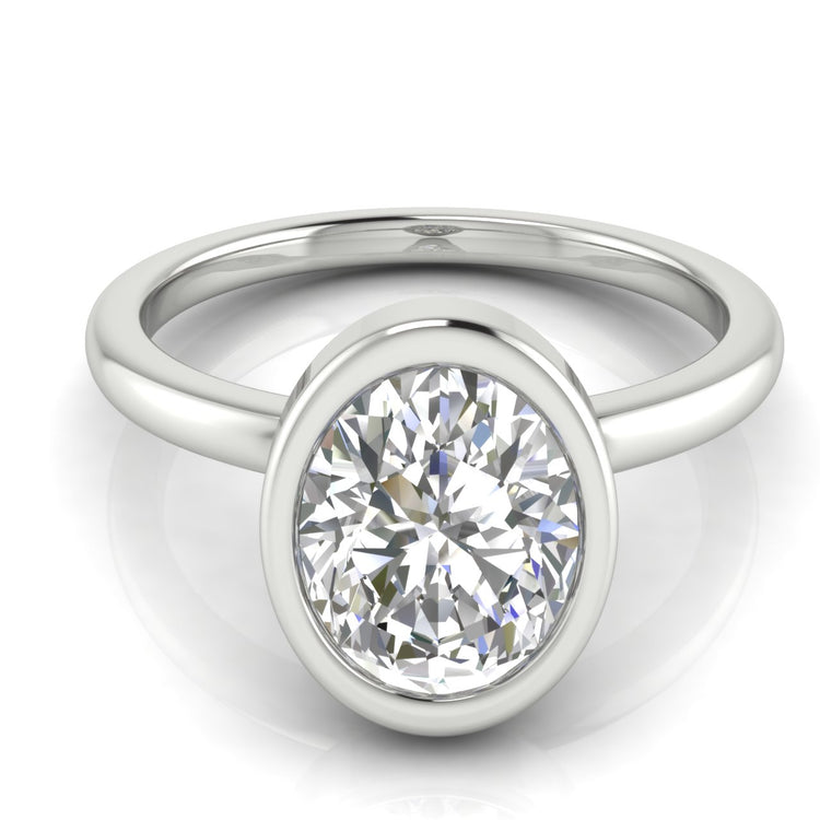 Bezel Oval Cut  Engagement Ring | Moissanite | Lab Grown Diamond