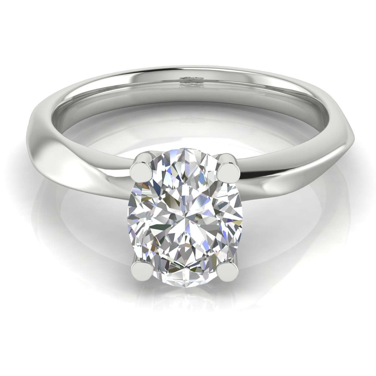 Knife Edge Crossover Oval Cut Moissanite Engagement Ring