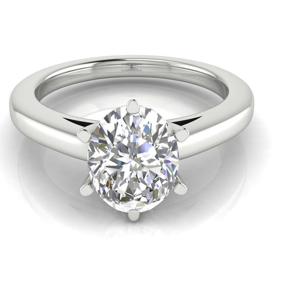 6 Prong Cathedral Oval Moissanite Engagement Ring