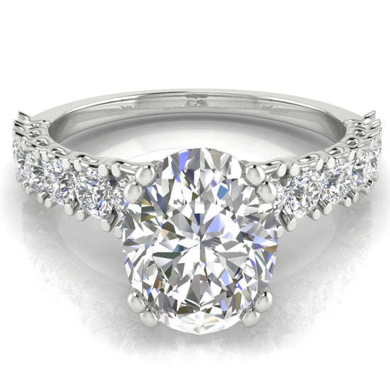 Scalloped Pave Oval Moissanite Engagement Ring