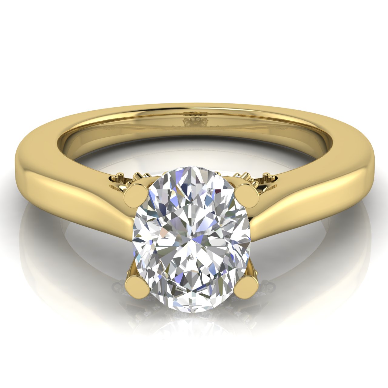 Bridge Paved Oval Moissanite Engagement Ring