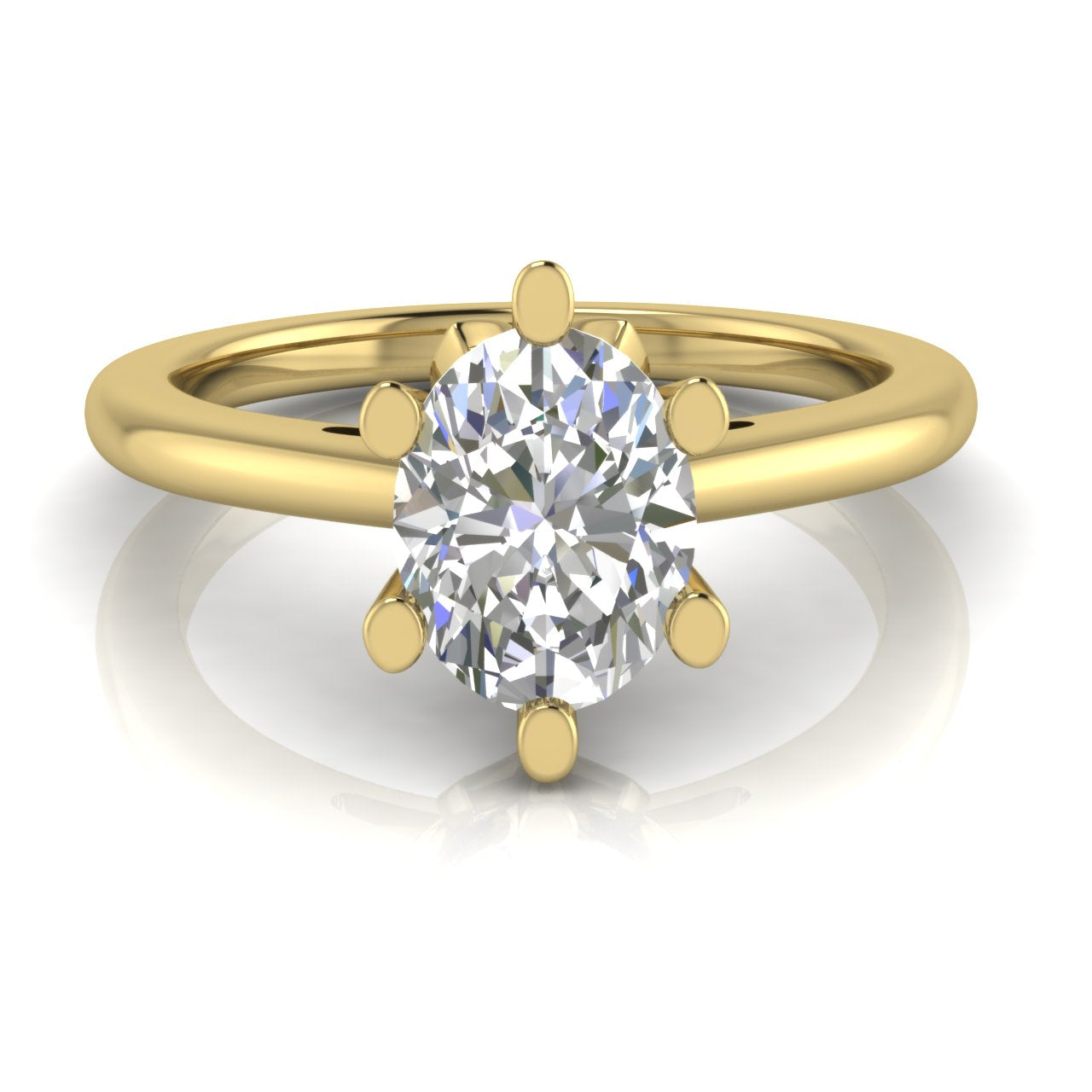 Lotus Pave Oval Moissanite Engagement Ring