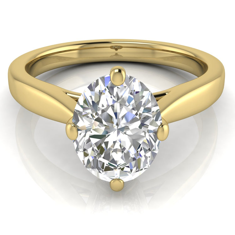 Hidden Accent Oval Lab Diamond Engagement Ring