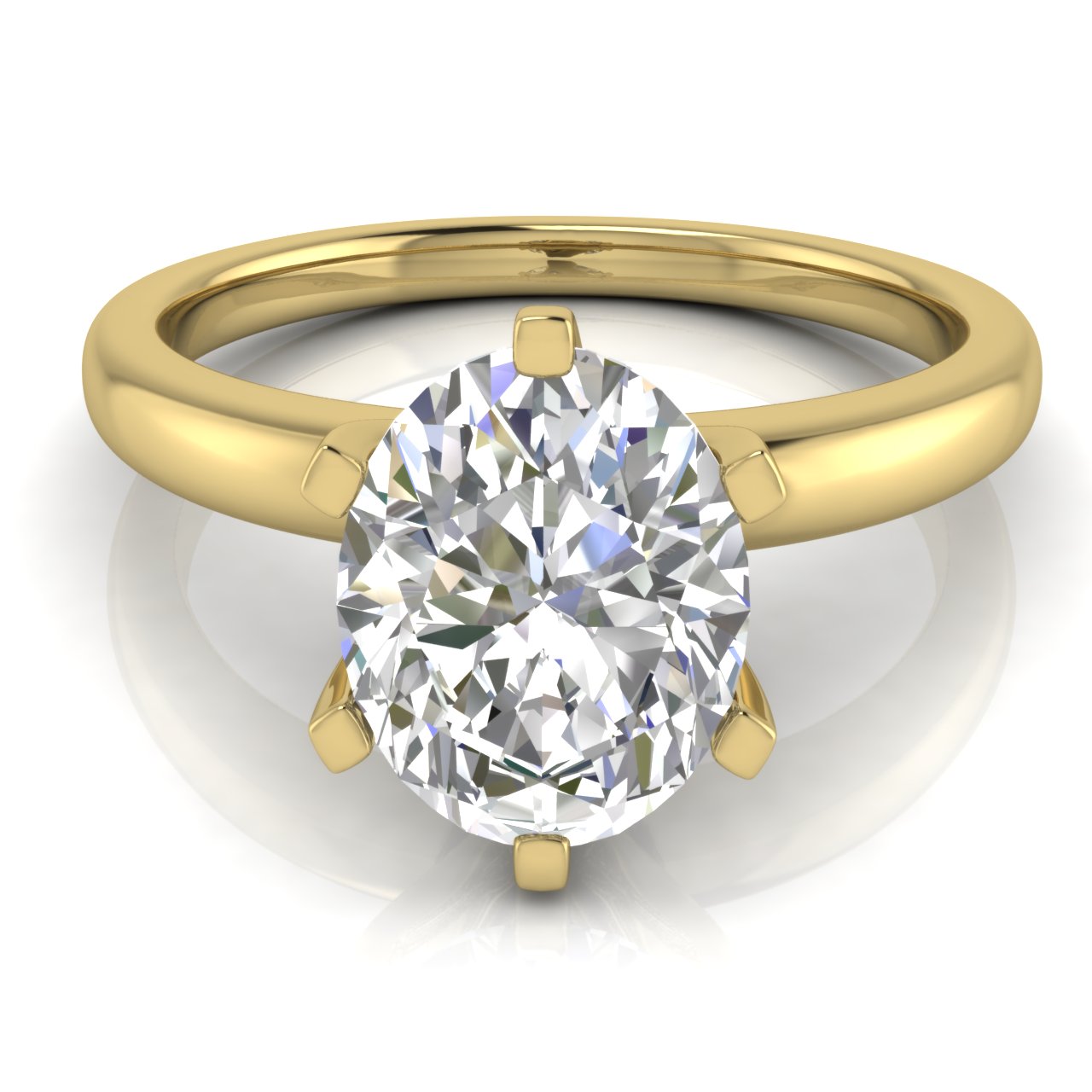 Elegant 6 Prong Oval Lab Diamond Engagement Ring