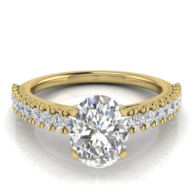 Floating Pave Oval Cut Lab Diamond Engagement Ring