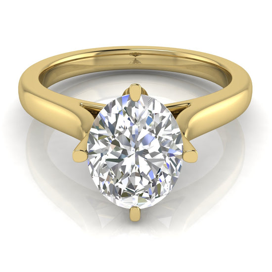 Lotus Prong Oval Lab Diamond Engagement Ring