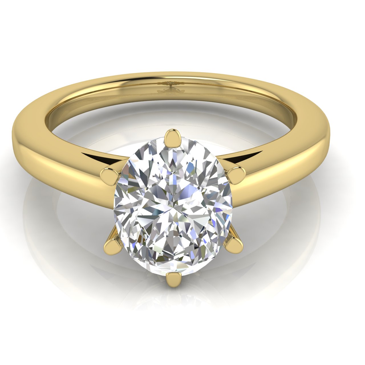 6 Prong Cathedral Oval Moissanite Engagement Ring